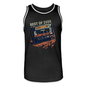 Vintage 2000 2000 Kassette - Vintage seit 2000 - Männer Basketball-Trikot - Schwarz/Weiß - Vorne - AI Model Male 185 dark (185cm)