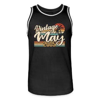 Birthday Vintage May 2005 Born in May 2005 - Men's Basketball Jersey - black/white - Front - AI Model Male 185 dark (185cm)