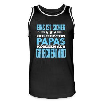 GRIECHENLAND - papa - Männer Basketball-Trikot - Schwarz/Weiß - Vorne - AI Model Male 185 dark (185cm)
