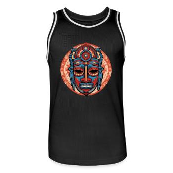 Masque aztèque inca astucieusement coloré - Maillot de basket Homme - noir/blanc - Devant - AI Model Male 185 dark (185cm)