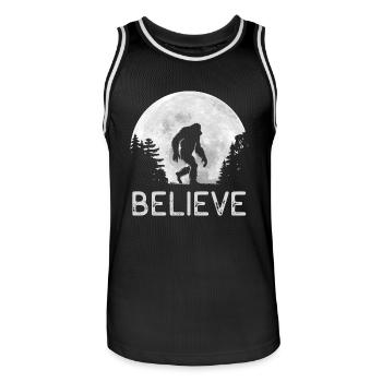 Vollmond - Nacht - Bigfoot Silhouette - Männer Basketball-Trikot - Schwarz/Weiß - Vorne - AI Model Male 185 dark (185cm)