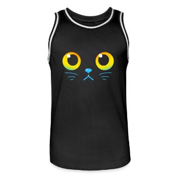 Curious Black Cat Eyes - Men's Basketball Jersey - black/white - Front - AI Model Male 185 dark (185cm)