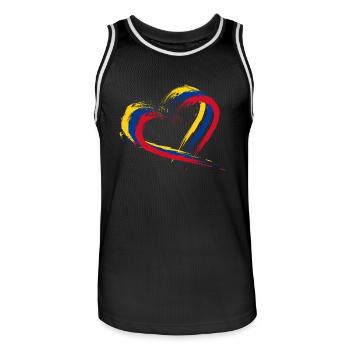 Kolumbien Herz - Männer Basketball-Trikot - Schwarz/Weiß - Vorne - AI Model Male 185 dark (185cm)