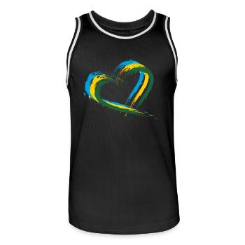 Ruanda Herz - Männer Basketball-Trikot - Schwarz/Weiß - Vorne - AI Model Male 185 dark (185cm)