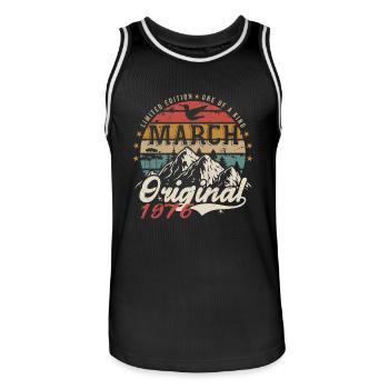 Génial Depuis Mars 1976 | Anniversaire Mars 1976 - Maillot de basket Homme - noir/blanc - Devant - AI Model Male 185 dark (185cm)