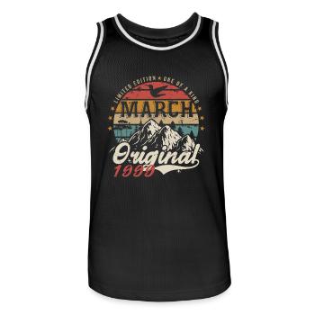 Genial seit März 1999 | Geburtstag März 1999 - Männer Basketball-Trikot - Schwarz/Weiß - Vorne - AI Model Male 185 dark (185cm)