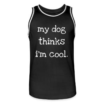 My dog thinks i'm cool - Men's Basketball Jersey - black/white - Front - AI Model Male 185 dark (185cm)