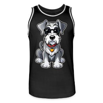 Cool Schnauzer Chien avec lunettes de soleil - Maillot de basket Homme - noir/blanc - Devant - AI Model Male 185 dark (185cm)