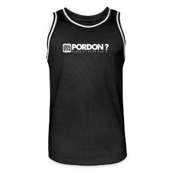 Collection PORDON ? Oussa vi sorte vou ? - Maillot de basket Homme - noir/blanc - Devant - AI Model Male 185 dark (185cm)