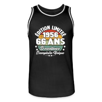 Cadeau 66 ans d'excellence / Édition limitée 1956 - Maillot de basket Homme - noir/blanc - Devant - AI Model Male 185 dark (185cm)
