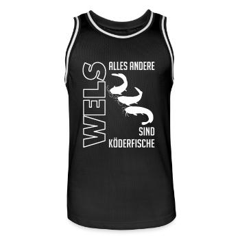 Wels Waller fischen Sportfischen Welsangeln - Männer Basketball-Trikot - Schwarz/Weiß - Vorne - AI Model Male 185 dark (185cm)