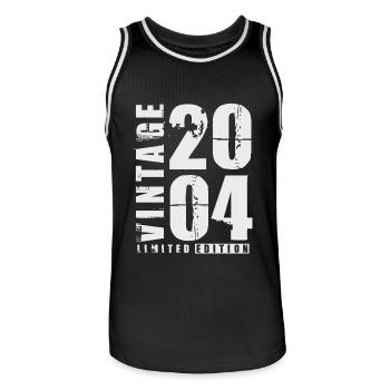 Vintage 2004 Vintage Born Birthday Gift - Men's Basketball Jersey - black/white - Front - AI Model Male 185 dark (185cm)