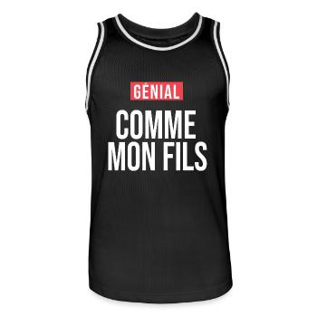 Génial comme mon fils humour drôle papa fête - Maillot de basket Homme - noir/blanc - Devant - AI Model Male 185 dark (185cm)
