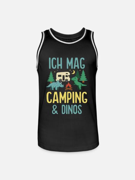Camping Dinos Campingplatz Camper Wohnmobil - Männer Basketball-Trikot - Schwarz/Weiß