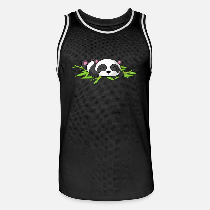 Schlafender Comic Panda - Männer Basketball-Trikot - Schwarz/Weiß