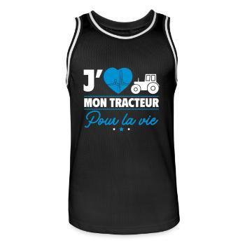J'aime mon tracteur pour la vie - Maillot de basket Homme - noir/blanc - Devant - AI Model Male 185 dark (185cm)