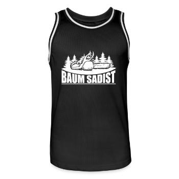 HOLZ SÄGE KETTENSÄGE GESCHENK WALD FÖRSTER BERUF - Männer Basketball-Trikot - Schwarz/Weiß - Vorne - AI Model Male 185 dark (185cm)