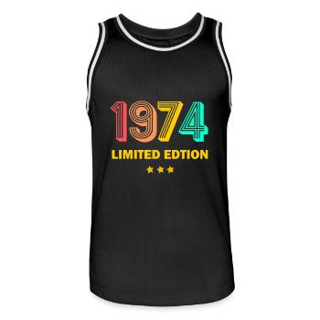1974 Vintage Rétro 50e anniversaire cadeau mari - Maillot de basket Homme - noir/blanc - Devant - AI Model Male 185 dark (185cm)