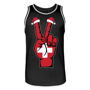 Schweiz Flagge Weihnachten Peace Symbol - Männer Basketball-Trikot - Schwarz/Weiß - Vorne - AI Model Male 185 dark (185cm)