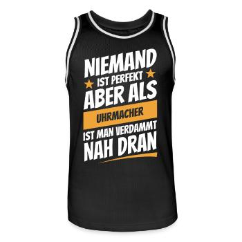 Niemand ist perfekt - Uhrmacher - Spruch - Männer Basketball-Trikot - Schwarz/Weiß - Vorne - AI Model Male 185 dark (185cm)