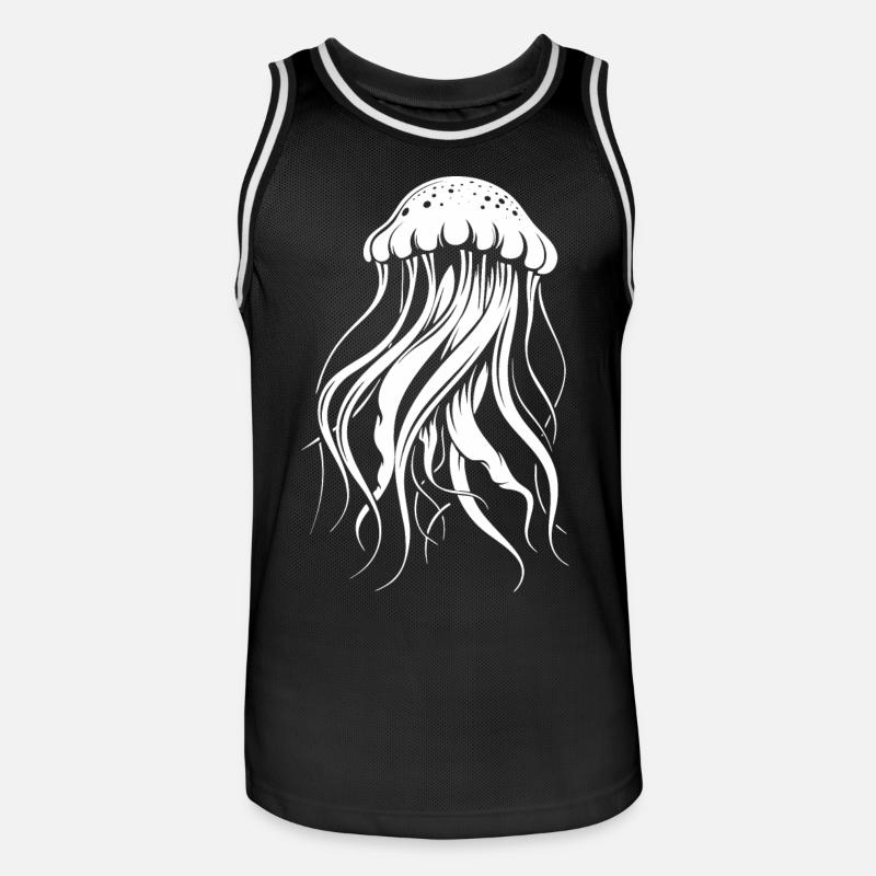Méduses à tentacules, créatures marines - Maillot de basket Homme - noir/blanc