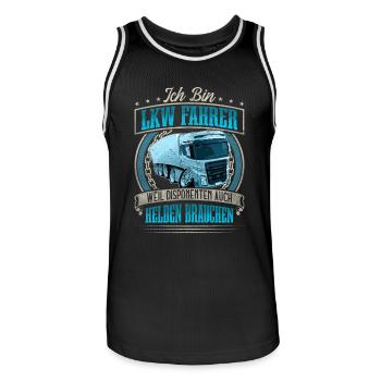 LKW Fahrer - Männer Basketball-Trikot - Schwarz/Weiß - Vorne - AI Model Male 185 dark (185cm)