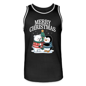 Polar Bear Penguin Christmas Merry Christmas Cute - Men's Basketball Jersey - black/white - Front - AI Model Male 185 dark (185cm)