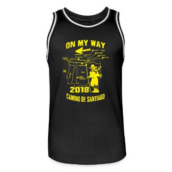 Pilgrim Way of St. James 2018 Camino de Santiago Route Route - Men's Basketball Jersey - black/white - Front - AI Model Male 185 dark (185cm)