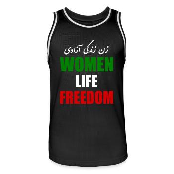 Women life freedom - Männer Basketball-Trikot - Schwarz/Weiß - Vorne - AI Model Male 185 dark (185cm)