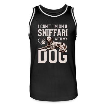 Je ne peux pas Je suis sur un Sniffari avec mon chien - Maillot de basket Homme - noir/blanc - Devant - AI Model Male 185 dark (185cm)