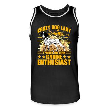 Crazy Dog Lady I prefer the term canine enthusiast - Männer Basketball-Trikot - Schwarz/Weiß - Vorne - AI Model Male 185 dark (185cm)