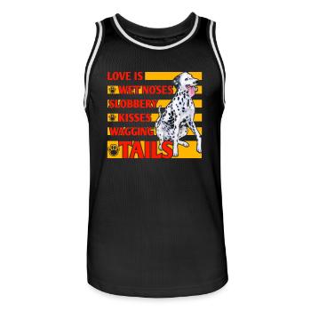 Love is wet noses slobbery kisses wagging tails - Men's Basketball Jersey - black/white - Front - AI Model Male 185 dark (185cm)