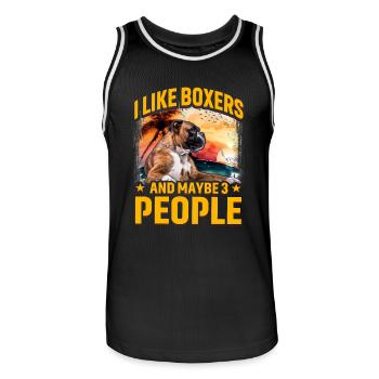 I like Boxers and maybe 3 People - Männer Basketball-Trikot - Schwarz/Weiß - Vorne - AI Model Male 185 dark (185cm)