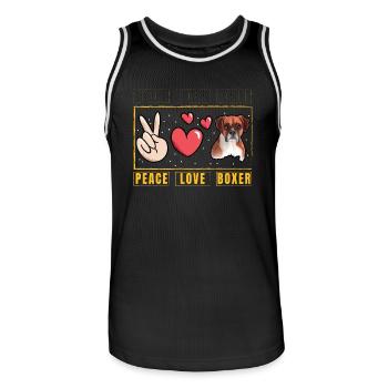 Peace Love Boxer - Men's Basketball Jersey - black/white - Front - AI Model Male 185 dark (185cm)