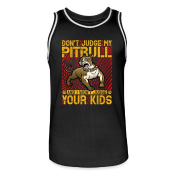 Don't judge my Pitbull and I won't judge kids - Männer Basketball-Trikot - Schwarz/Weiß - Vorne - AI Model Male 185 dark (185cm)
