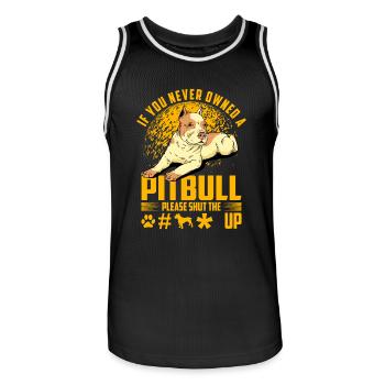 Si vous n’avez jamais possédé de Pitbull, veuillez fermer la merde - Maillot de basket Homme - noir/blanc - Devant - AI Model Male 185 dark (185cm)