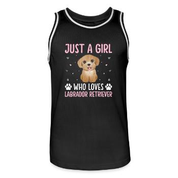 Juste une fille qui aime Labrador Retriver - Maillot de basket Homme - noir/blanc - Devant - AI Model Male 185 dark (185cm)