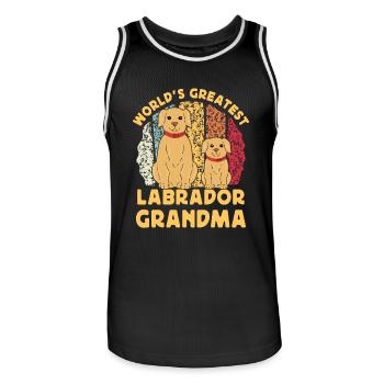 La plus grande grand-mère Labrador du monde - Maillot de basket Homme - noir/blanc - Devant - AI Model Male 185 dark (185cm)