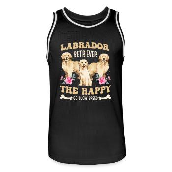 Labrador Retriever la race heureuse et chanceuse - Maillot de basket Homme - noir/blanc - Devant - AI Model Male 185 dark (185cm)