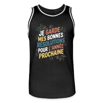 Idée cadeau humour drôle pour nouvel année - Maillot de basket Homme - noir/blanc - Devant - AI Model Male 185 dark (185cm)
