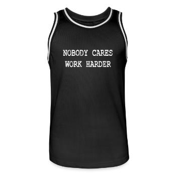 NOBODY CARES WORK, MOTIVATION SPORT JOB - Maillot de basket Homme - noir/blanc - Devant - AI Model Male 185 dark (185cm)