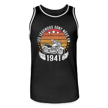 Les Légendes Sont Nées En 1941 - Maillot de basket Homme - noir/blanc - Devant - AI Model Male 185 dark (185cm)