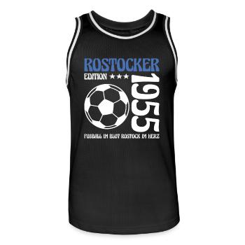 Rostocker Geburtstag 1955 Fußball Geschenk - Männer Basketball-Trikot - Schwarz/Weiß - Vorne - AI Model Male 185 dark (185cm)