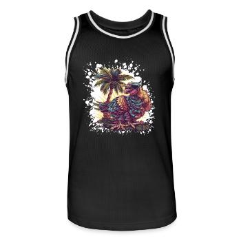Truthan Insel Palme - Männer Basketball-Trikot - Schwarz/Weiß - Vorne - AI Model Male 185 dark (185cm)