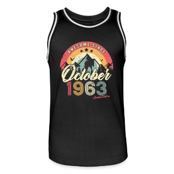 Cadeau D'anniversaire En Octobre 1963 Vintage - Maillot de basket Homme - noir/blanc - Devant - AI Model Male 185 dark (185cm)