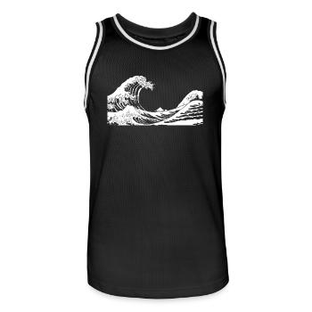Kanagawa Waves Aesthetic Japanese Art Great Wave - Men's Basketball Jersey - black/white - Front - AI Model Male 185 dark (185cm)