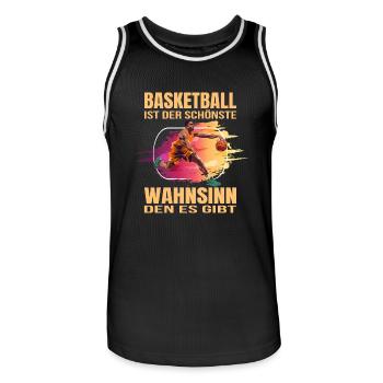 Basketball ist der schönste Wahnsinn den es gibt - Männer Basketball-Trikot - Schwarz/Weiß - Vorne - AI Model Male 185 dark (185cm)