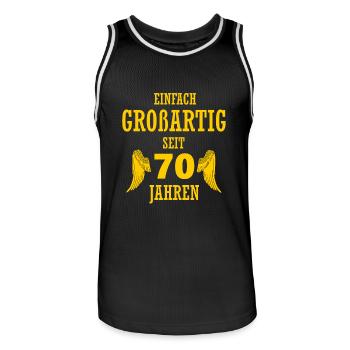 Great for 70 Years Gift Birthday Man - Men's Basketball Jersey - black/white - Front - AI Model Male 185 dark (185cm)