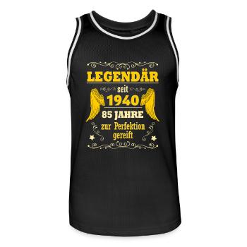 Legendär seit 1940 Geschenk 85. Geburtstag Mann - Männer Basketball-Trikot - Schwarz/Weiß - Vorne - AI Model Male 185 dark (185cm)