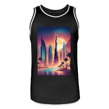 Paysage urbain coloré de l’est - Maillot de basket Homme - noir/blanc - Devant - AI Model Male 185 dark (185cm)